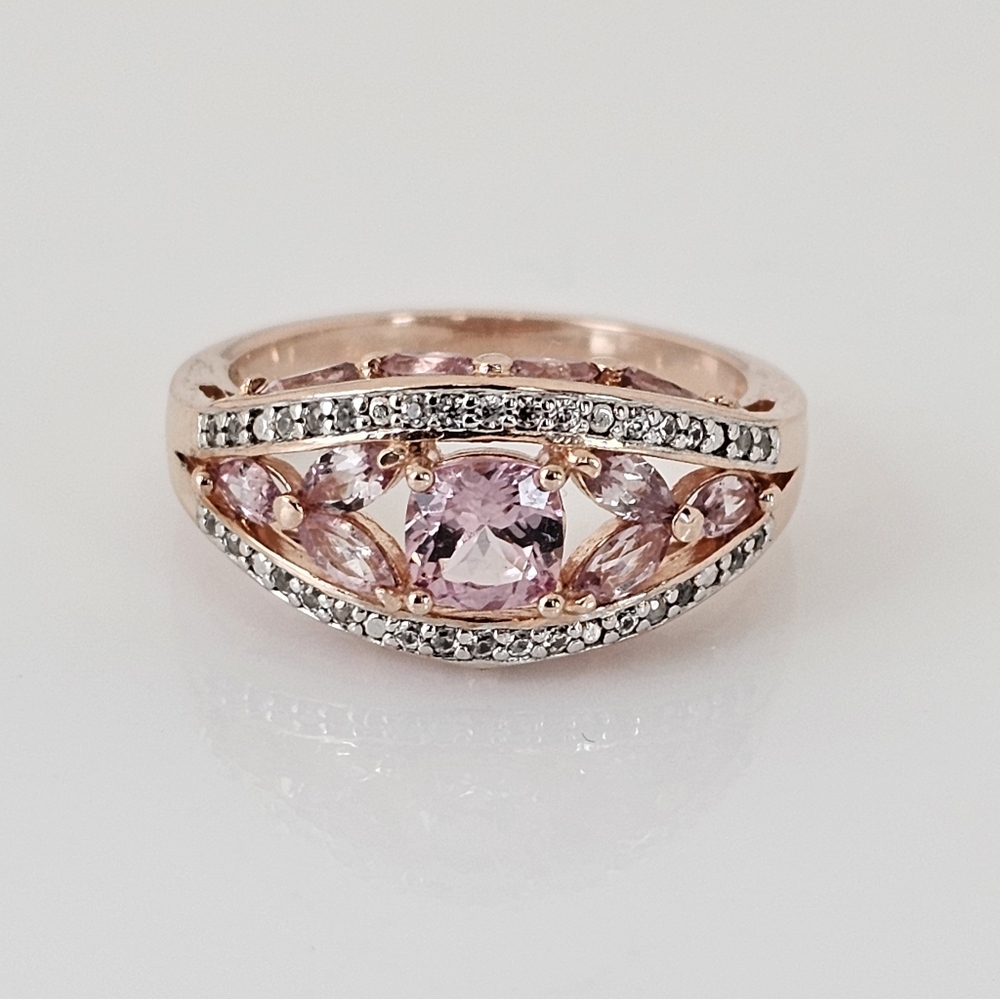 Natural Color Shift Garnet Ring 18K Rose Gold Vermeil Size 8